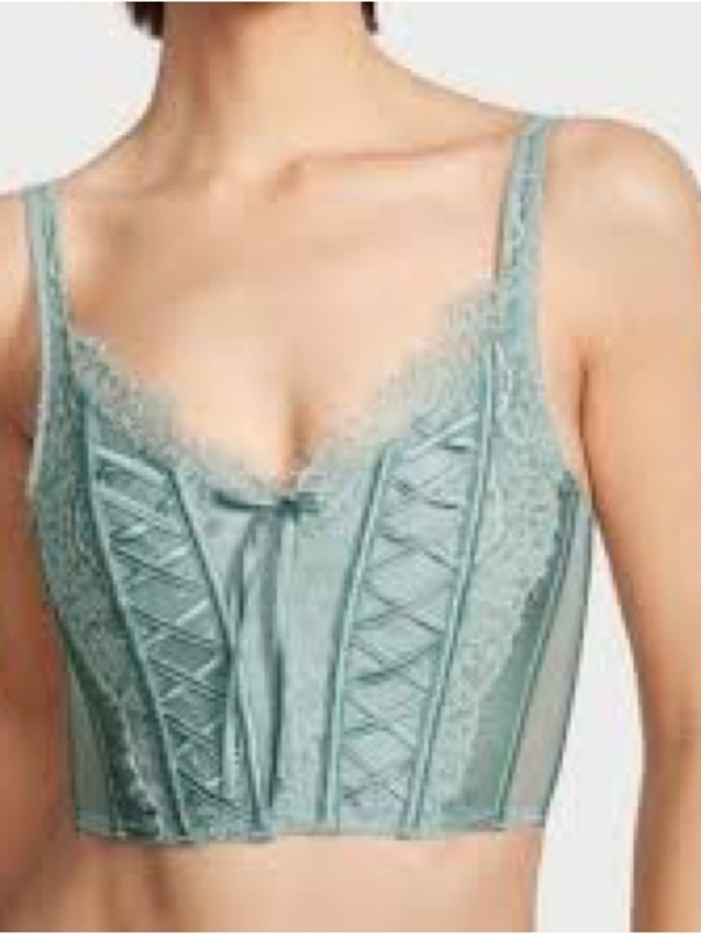NWOT VICTORIAS SECRET DREAM ANGELS LACE UP TEAL CORSET TOP - Size Small SKU:454
